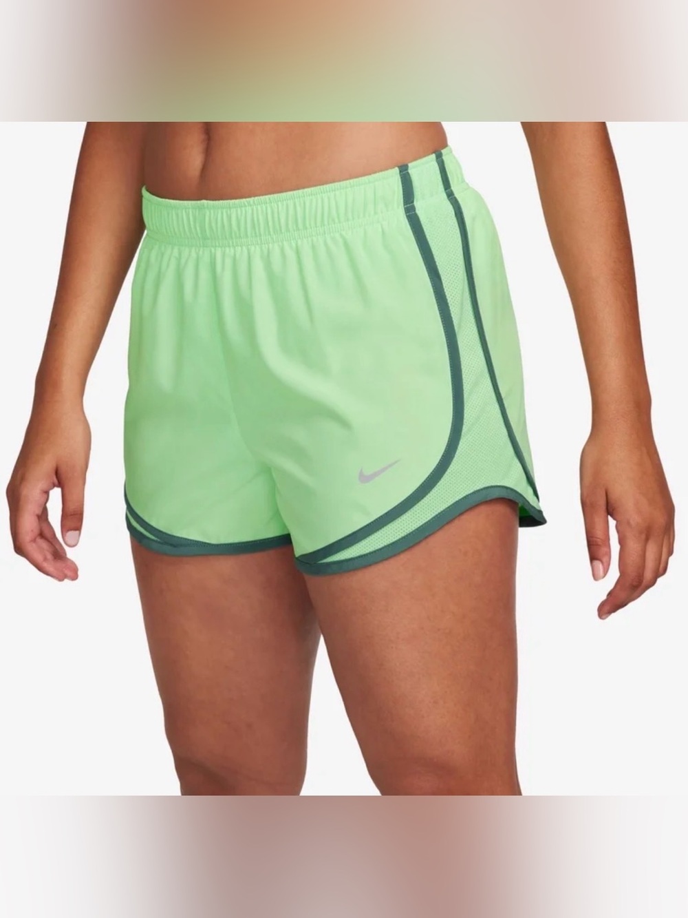Nike Women's Mint Green Athletic Running Shorts with Dark Trim